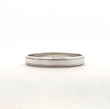 UnoAerre 18k White Gold Square Milgrain Edge Wedding Band Ring Italy 750 New sz8