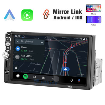 7'' Single 1 DIN Touch Screen Car Stereo Radio Apple Carplay Bluetooth MP5 Player