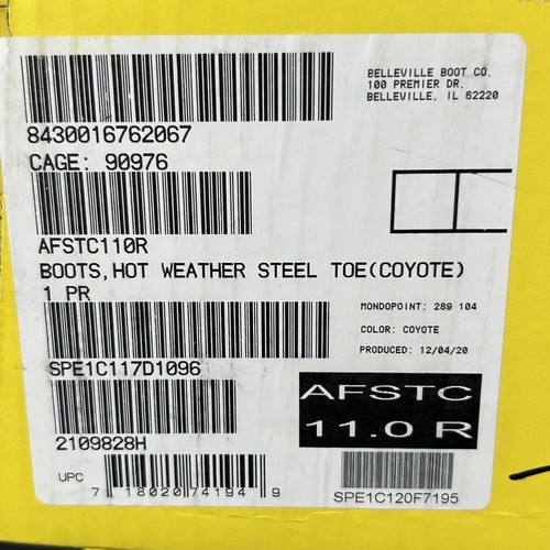 Belleville Hot Weather Steel Toe Tactical Boots in Coyote Size 11 AFSTC 2413-18 - Picture 15 of 18