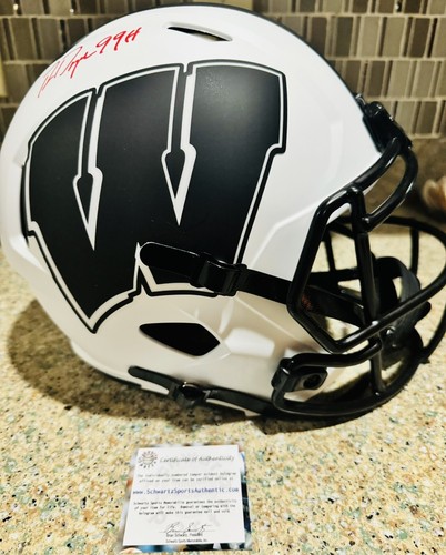 Wisconsin Badgers Signed Ron Dayne Lunar Eclipse Riddell Rep Helmet 99H SCHWARTZ