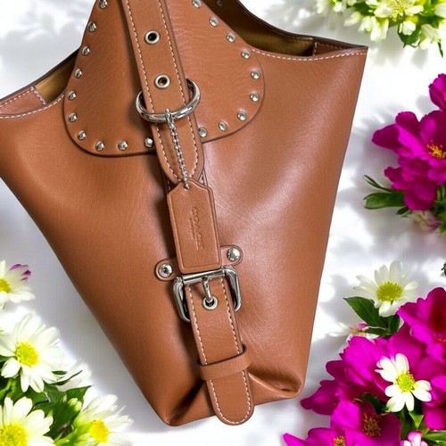 Borsa a tracolla Coach CT722 Cargo con rivetti ambra brunita outlet NUOVA GIAPPONE #GBJ - Foto 5 di 7