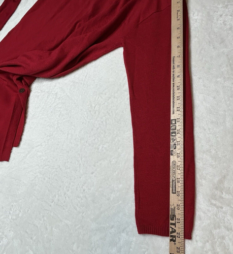 J Jill Women L Three Button Front Closure Pockets Red Cardigan Long NWT $99 - Picture 11 of 11