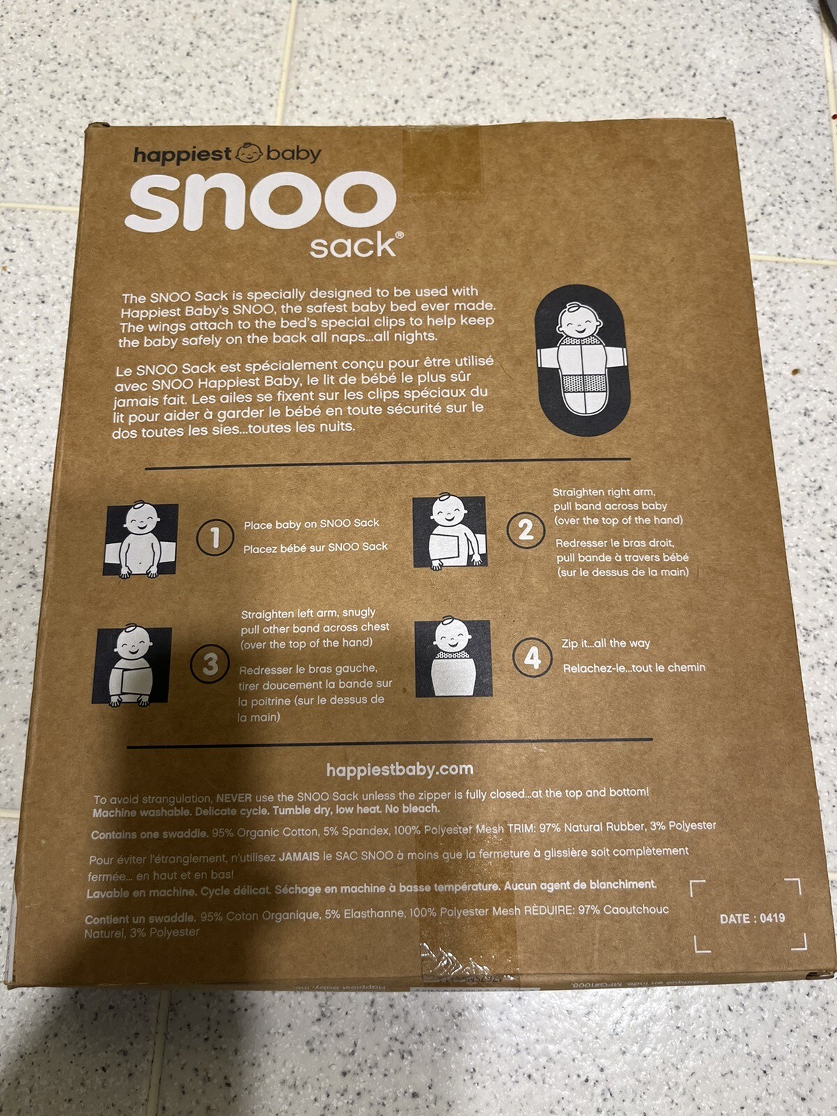 SNOO Sack Happiest Baby Size Large 4 6 MO Organic Cotton 5 Second