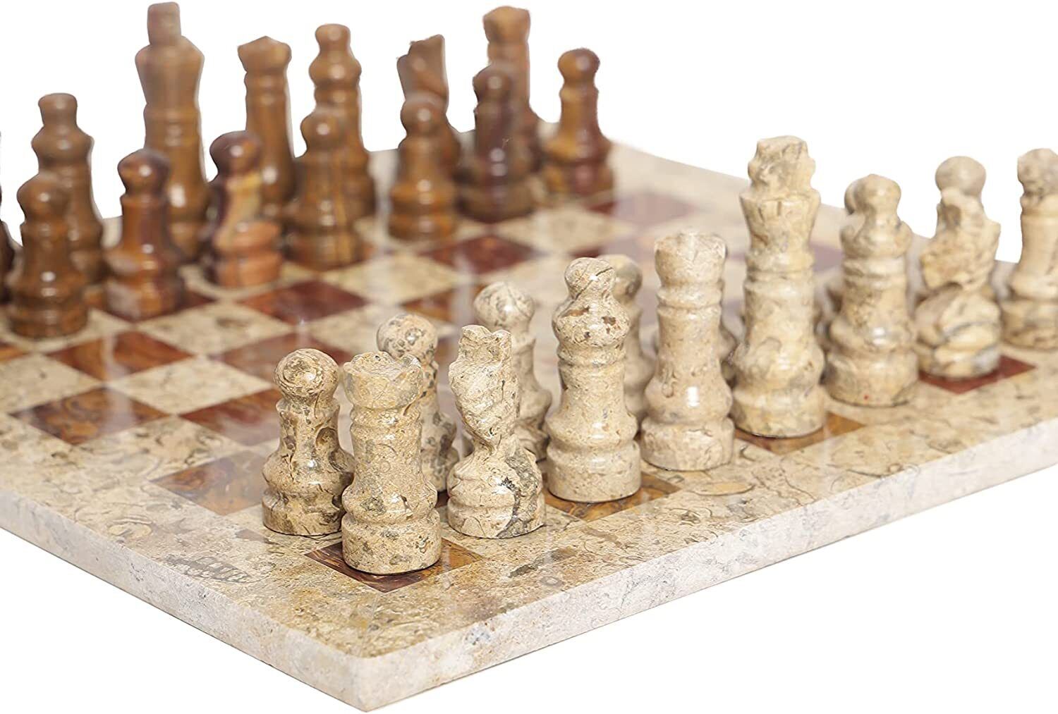 Brown & Tan Marble Chess Set - Samson Historical