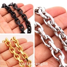 7"-40" 8mm Fashion Men Stainless Steel Chain Necklace Bracelet Silver/Gold/Black