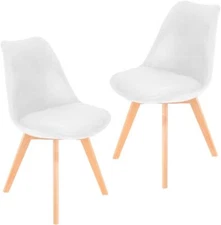 2 Mid Century Modern DSW Dining Side Chair Wood Legs Velvet