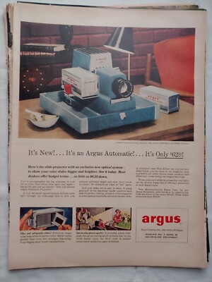 1956 VTG Original Magazine Ad ARGUS Automatic Slide Projector It's Only $62.50