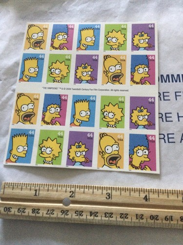 2009 1-Full Sheet (20/44cent) Unused SIMPSONS Postage Stamps USPS Marge Maggie - Picture 3 of 4