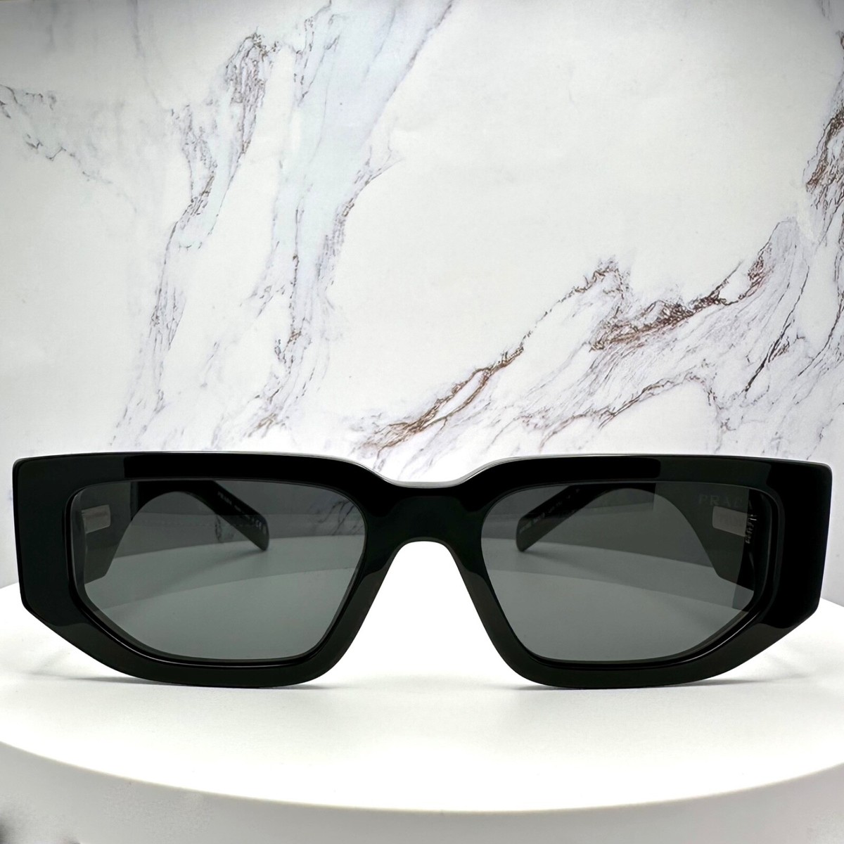 New PRADA Sunglasses Black 53mm Silver Symbole Logo Square Oversized Grey Lens Slate Gray Lenses Prada Symbole sunglasses | PRADA - United  main image 2