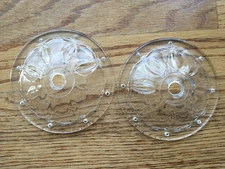 Set of 2 vintage crystal glass 8 holes, chandelier/wall sconce bobeches 4 3/4"