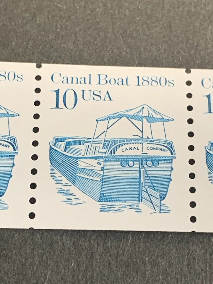 US Transportation Coil Canal Boats #2257 Tagged Strip Of 5 1987 10c VF MNH - Image 3 of 4