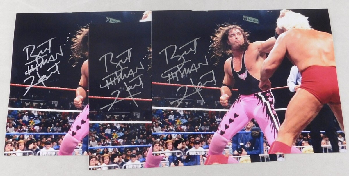 Bret Hitman Hart Signed WWF 8x10 Pro Wrestling Photo Wrestler HOF
