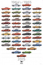 Mustang Poster, first 50 years, 1964-1/2 - 2015, rare, hard-to-find, 24" x 36"