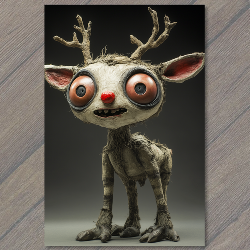 FLATCARD Creepy Reindeer Red Eyes Nightmare Holiday Horror Fantasy ...