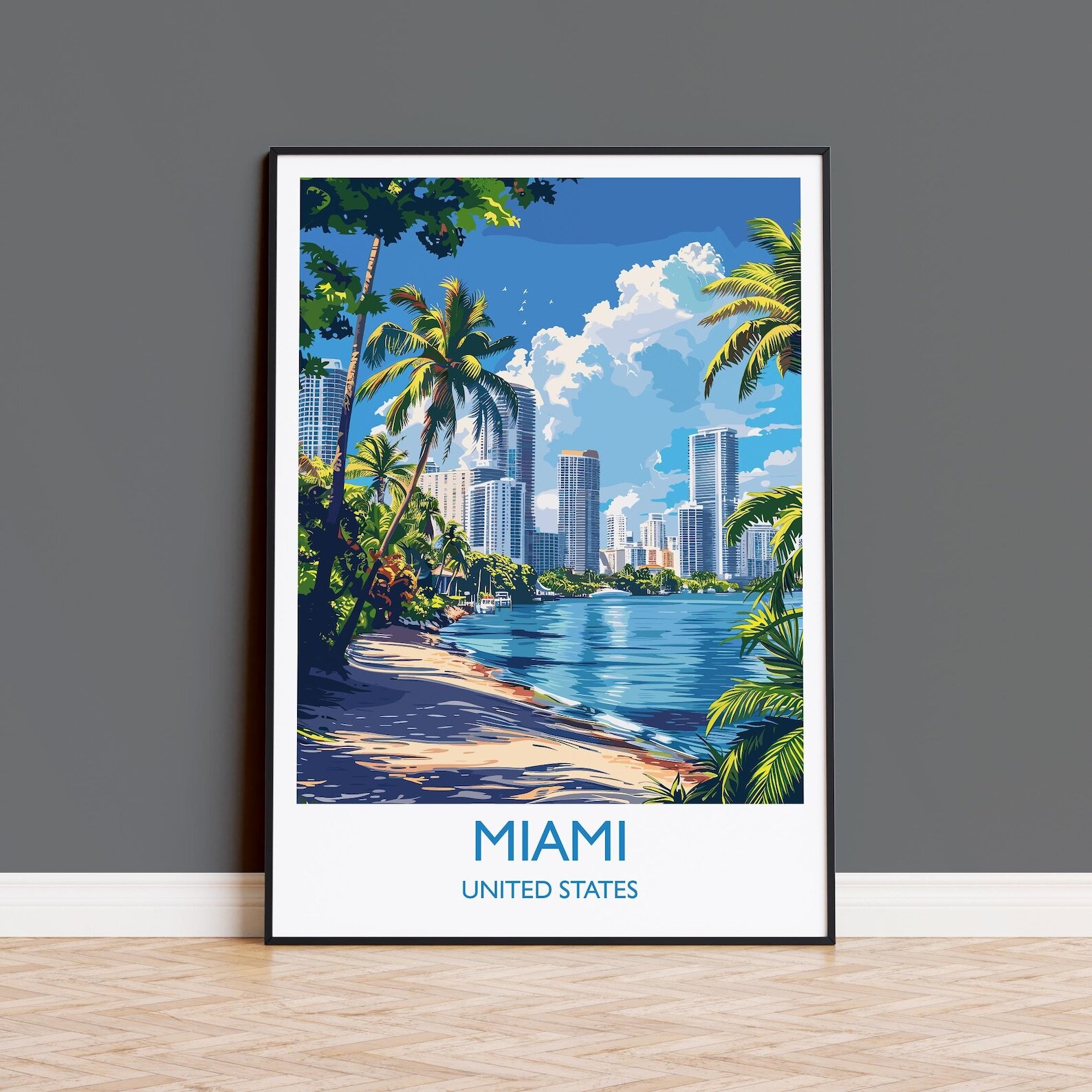Miami Travel Print Wall Art Travel Poster Of Miami Miami Art Lovers Gift Usa