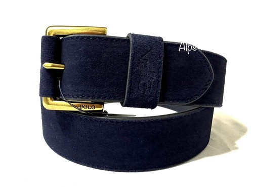 Neu Neu mit Etikett Polo Ralph Lauren Herren Rollschnalle Wildleder Gürtel marineblau Größe 32