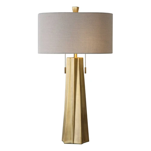 TWO MARIS MODERN 31" AGED BRASS SHAPED STEEL TABLE LAMP UTTERMOST 27548 - Picture 3 of 4