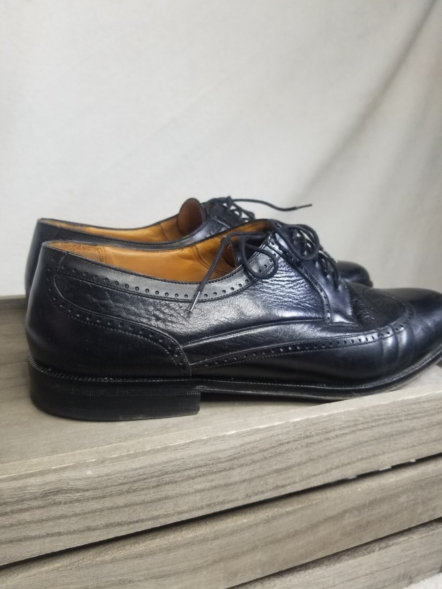 Vintage Mezlan Black Unique Derby Dress Leather Shoes Worn  display picture 1