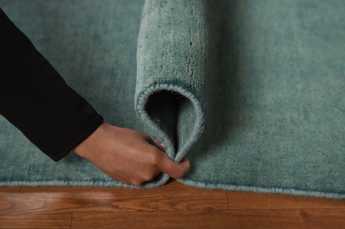 Handmade Gabbeh Solid Design Wool Modern Rug - Blue" 3x5 ft - Picture 11 of 13
