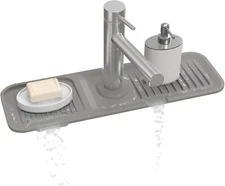 Kitchen Sink Splash Guard 17.7 * 5.5 Inch Toovem Faucet Handle Drip Catcher Tray