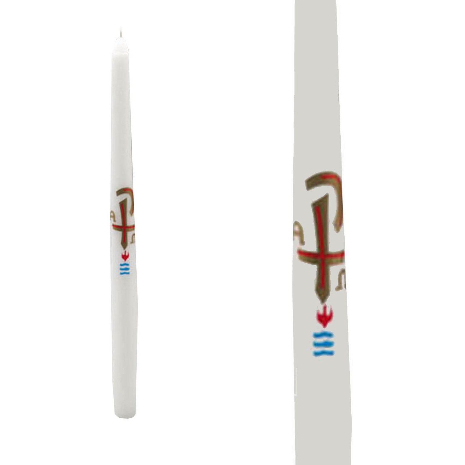 First Light weiße Taufkerze mit Symbol 25 cm