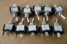 10 EA - SPST 20 Amp 125Vac New TOGGLE SWITCHES 1/4" Tab - Solder 15 A 230 Vac