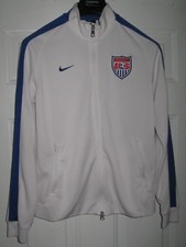 NIKE USA WOMEN'S SOCCER WHITE & BLUE ZIP-UP WARM-UP LONG SLEEVE JACKET SIZE M
