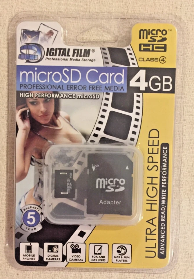 9 x Digital Film 37004 MicroSD Memory Card with SD adapter 4GB ULTRA HIGH SPEED - Image 2 of 3