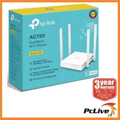 TP-LINK Archer C24 AC750 Dual Band Wireless Router Access Point Range Extender - image 1 of 4
