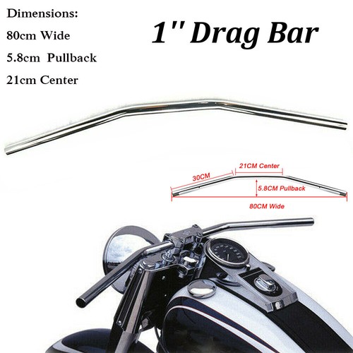 Chrome Drag Bars 1" inch Motorcycle Handlebars Universal For Harley Soprtster - Picture 2 of 11