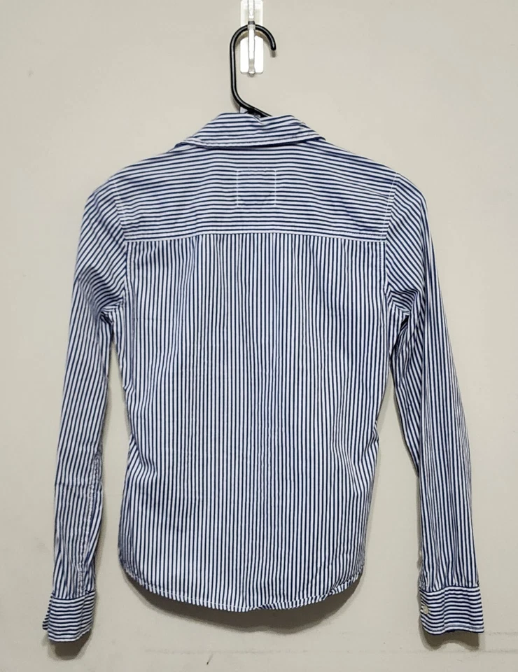 Abercrombie Kids Girl's Junior's Long Sleeve Button Down Stripe Shirt Blue/White - Image 2 of 3