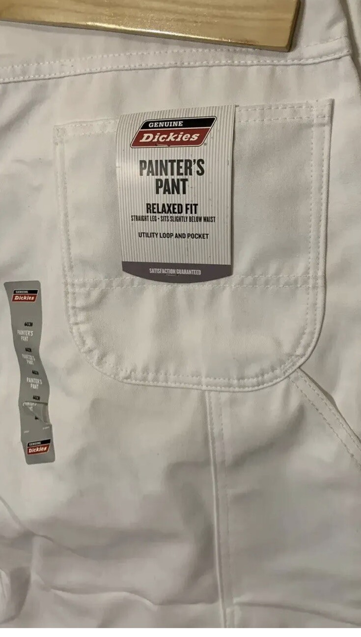 New Dickies Carpenter Painters Pant Jeans White Sz 44 X 30 R
