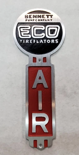 1940 1950 Vintage Eco Meter Tireflator Air Station Service Sign Gas Oil Enamel