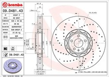 2x Bremsscheibe gelocht/innenbel. 09.D481.43 BREMBO für AUDI A7 Sportback