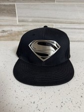 DC Comics Superman Black Snapback Hat Movie Original One Size Metal Logo