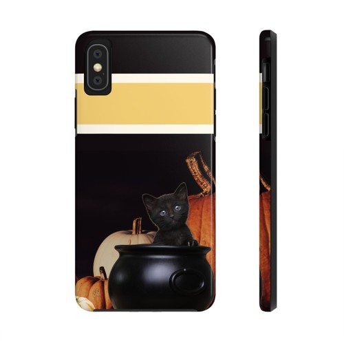 Custodia telefono resistente Halloween gatto nero zucche | iPhone 16 15 14 Samsung Galaxy - Foto 82 di 107