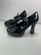 Ellie Maryjane Black Chunky Platform Heels Women's 14 Goth Emo Dark Academia