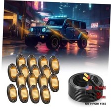 Rock Lights Ultra Bright LED Neon Underglow 16 Pods 33ft Wire Harness Yellow
