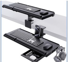 Klearlook Upgraded Adjustable Keyboard Tray for Above Desk Under Desk -Black