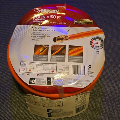 #ad Husky PVC Air Hose 3 8 in x 50 ft Orange Male Thread $18.89