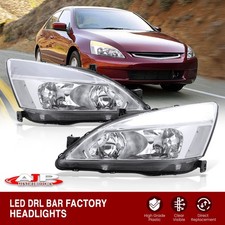 Clear Integrated Signal Led Drl Bar Head Lights Lamps For 2003-2007 Honda Accord