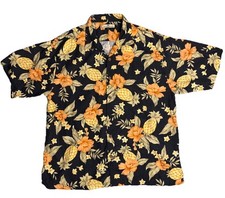 Tommy Bahama Hawaiian Camp Silk Shirt XL Pineapple Hibiscus Flowers Tropical