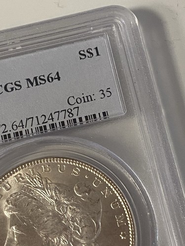 1887 $1 Morgan Silver Dollar. 90% Silver. PCGS MS64 KM#110 - Picture 3 of 10