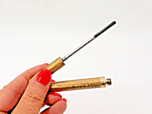 VTG Max Factor Hollywood Gold Tone Metal Mascara Tube Refillable Vanity Glam