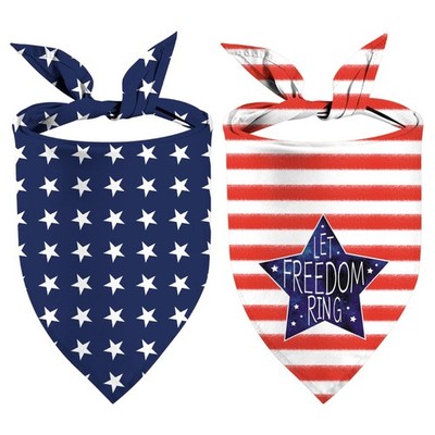 Patriotic Dog Bandanas, Reversible Dual-Layer 2 Pack, Let Freedom Ring 4th-01 