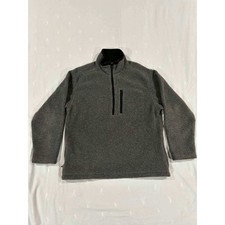 Eddie Bauer Mens Gray Fleece Quarter Zip Pullover Casual Jacket Size M
