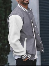 Mens Casual Varsity Jacket Spring And Autumn Fashion Buttoned Basketball Collar