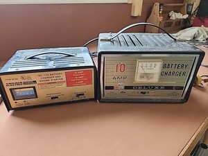 Pair Of Vintage Battery Chargers Kmart Deluxe 10 Amp Chicago 55 Amp Parts REPAIR