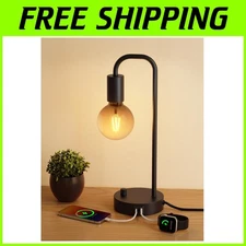 Industrial Style Bedside Lamp with USB Charging