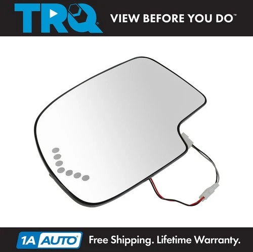 TRQ Heated Mirror Glass Turn Signal w/o Auto Dimming LH for Chevy GMC Cadillac